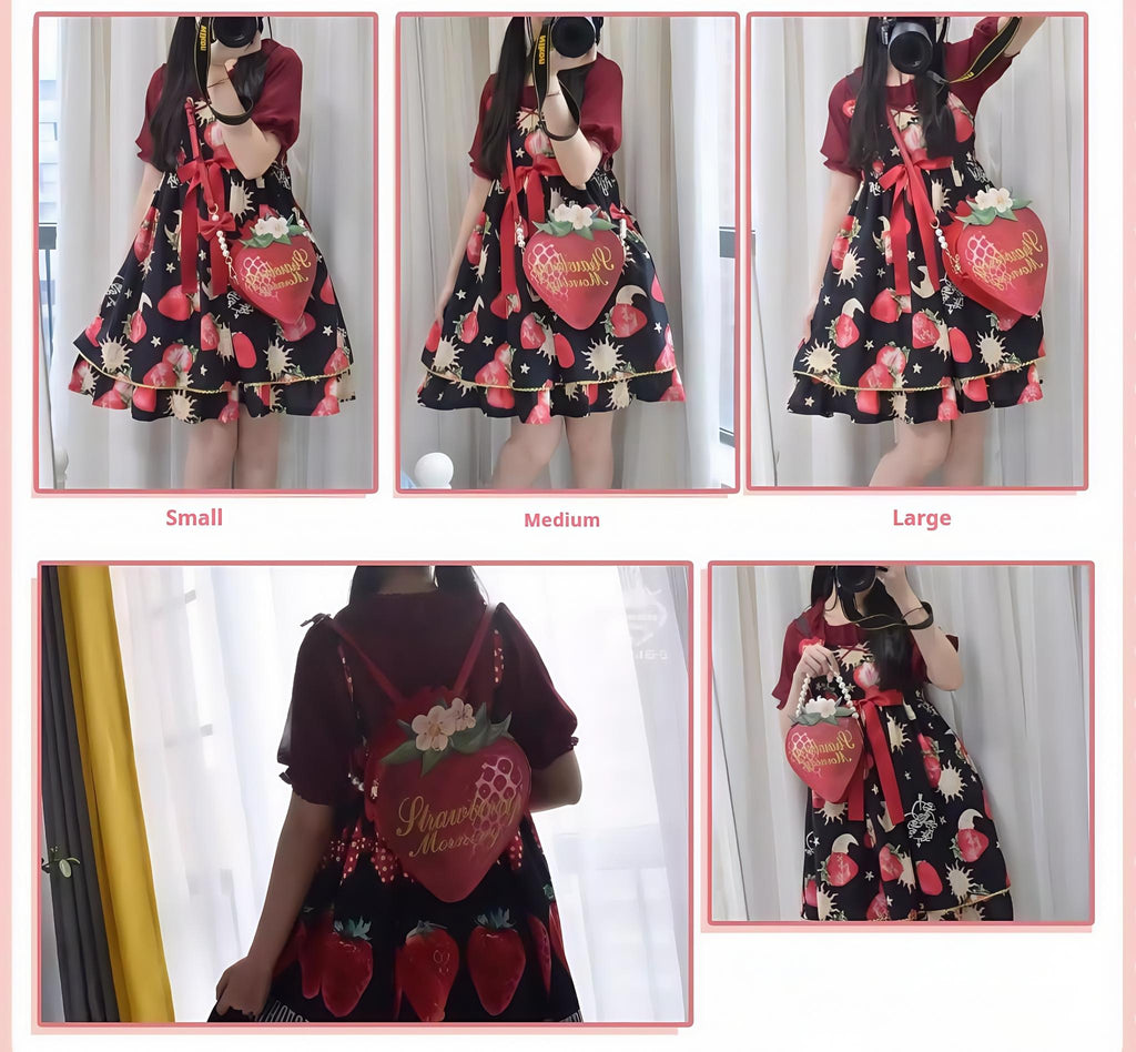 A Strawberry - Sweet Lolita Crossbody Bag Strawberry Printed Handbag - image 12