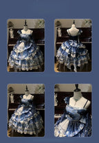 Blue Breath Jellyfish - Classic Lolita JSK Dress, Side Zipper - image 6