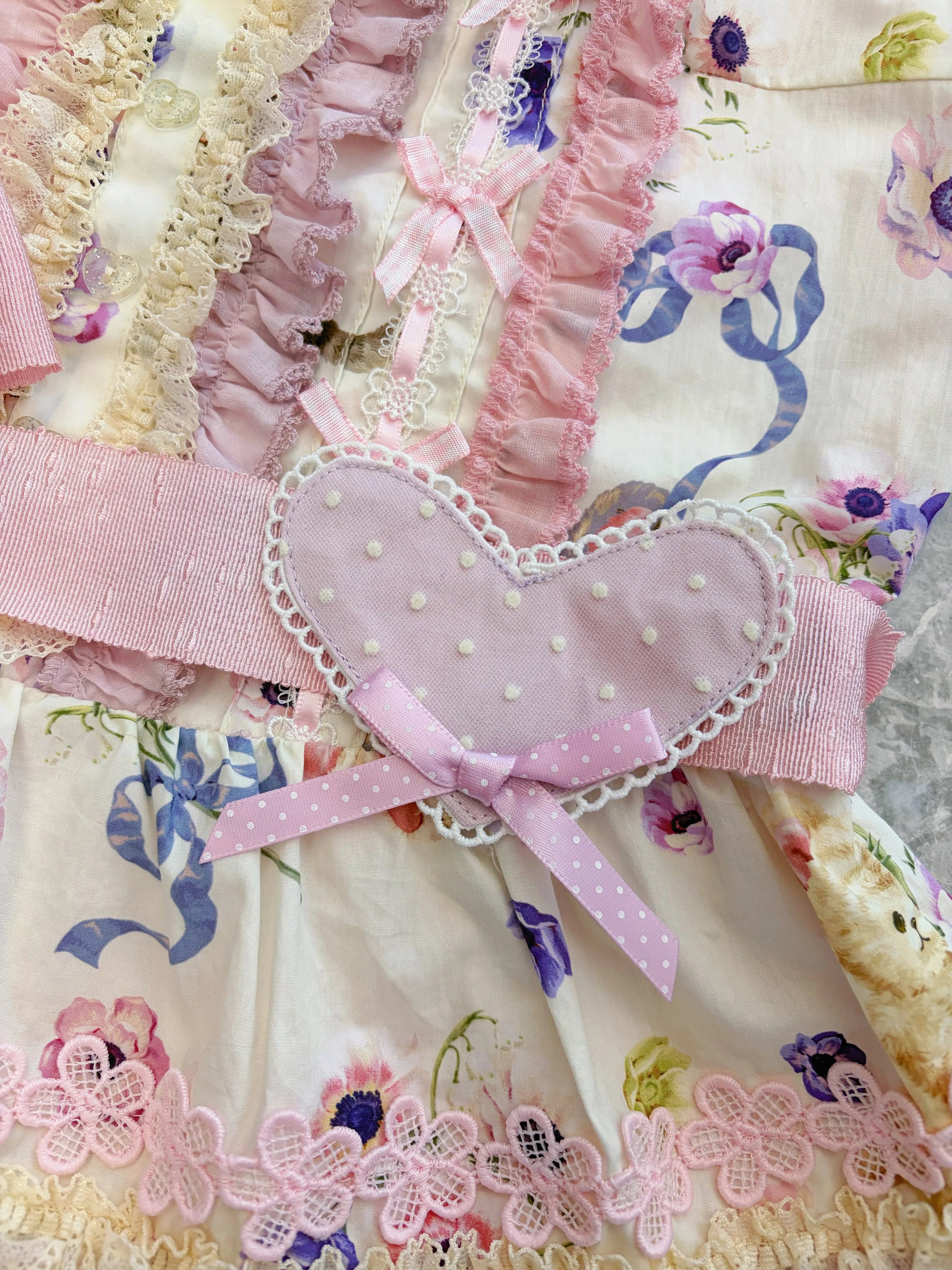 Be My Sweetheart Floral Tiered Sweet Lolita OP JSK Dress and Accessories - image 18