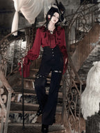 Regal V-Neck Shirt and Corset Pants Set - Shi Zhi Mao - image 1