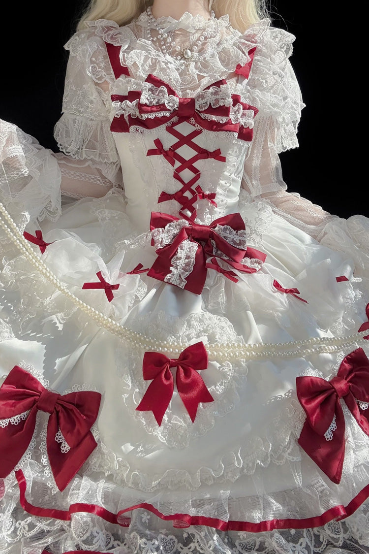 Sweetheart - Sweet Lolita JSK Dress in White and Red - image 4