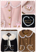 Milk Puff - Winter Fleece-Lined Sweet Lolita Coat, Detachable Collar Collection - image 10