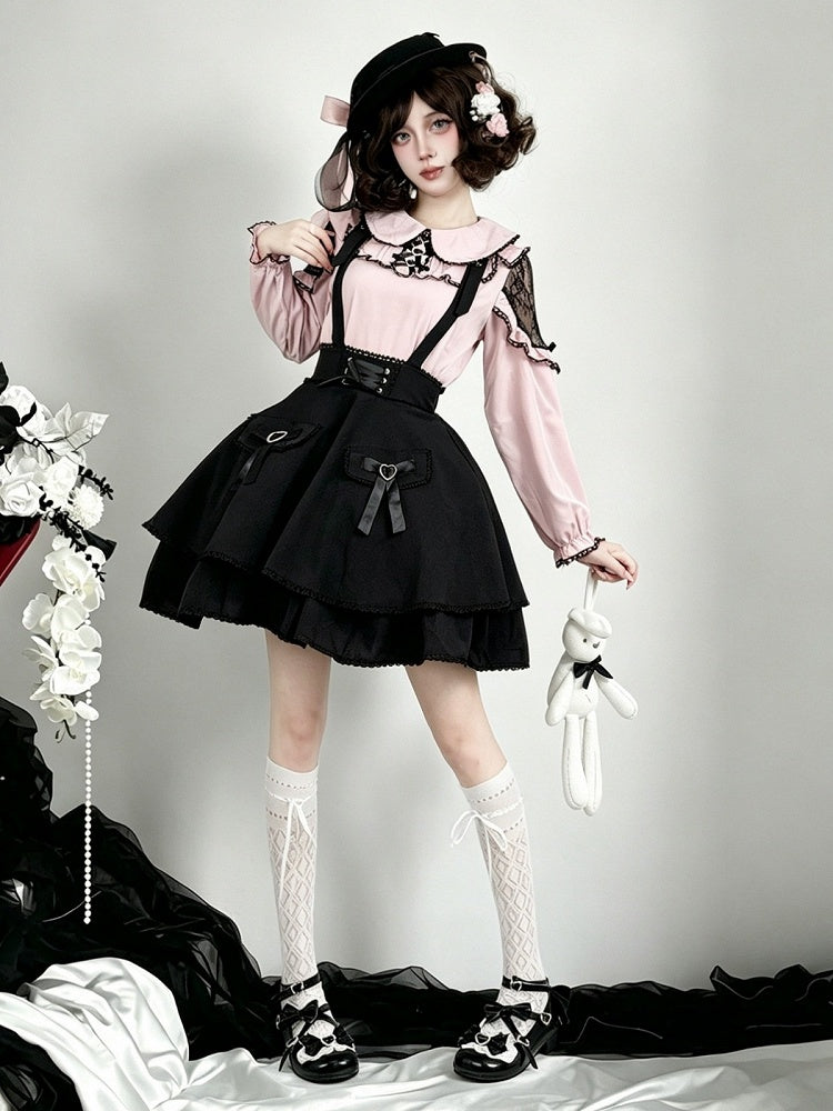 Onyx Bow-Adorned Overlay Skirt with Jirai Styling - AMAHAKAWA - image 5