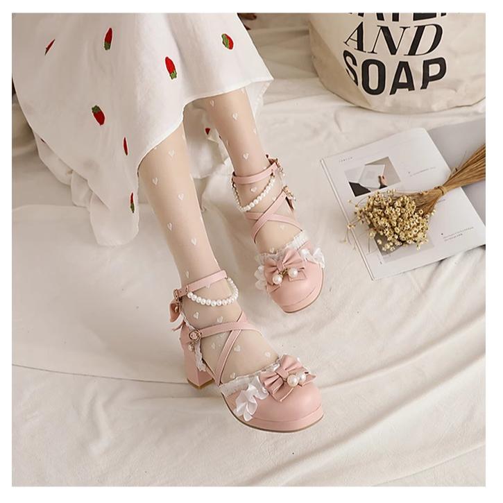 Plus Size Qi Lolita Shoes Bow Pearl Lolita Sandal - image 14