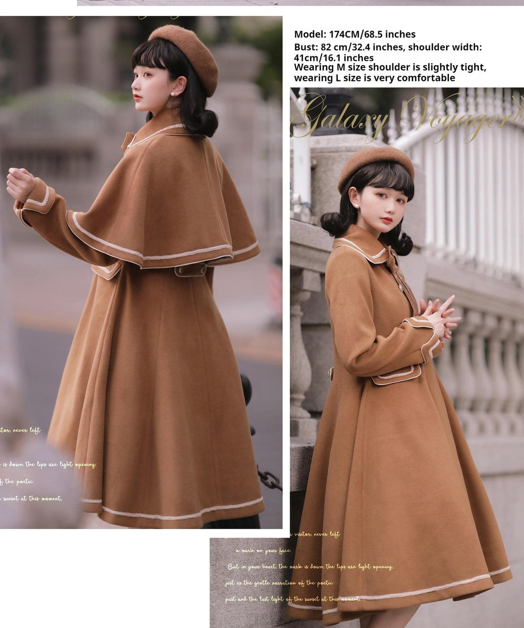 Galaxy Traveler - Classic School Lolita Overcoat with Detachable Cape and Bow - image 31