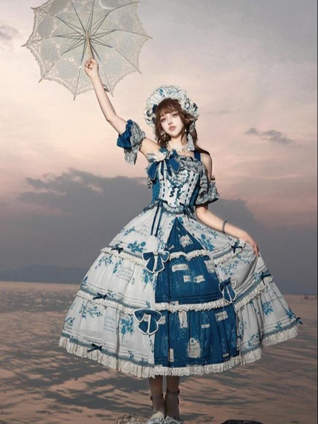 Mulberry Poetry Collection - Plus Size Lolita Printed Top & Skirt Set with Embroidery - image 14