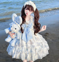 Ocean Sweetheart - Chiffon Sweet Lolita JSK Dress, Whale & Jellyfish Print - image 1