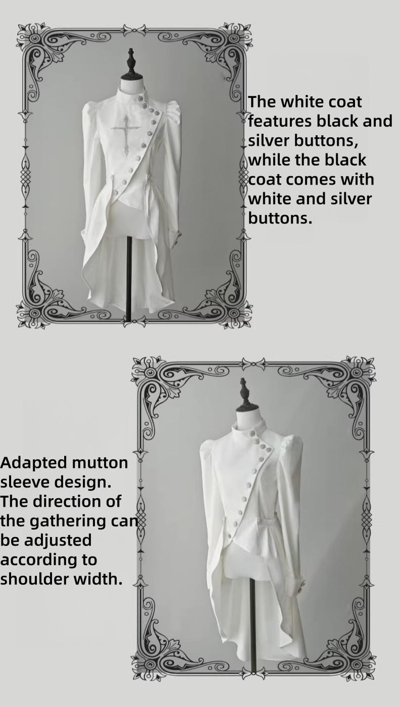 White Night Sonata - Ouji Lolita Embroidery Coat, Detachable Trailing - image 8