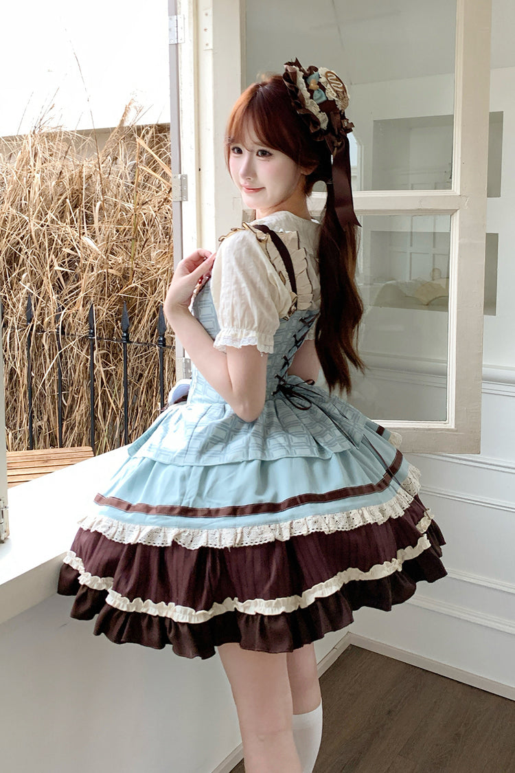 Mint Chocolate Sweet Lolita JSK Dress in Green and Brown - image 17
