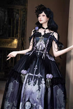 Skull Magic Gothic Lolita Top and Skirt Set in Black and Blue - image 7