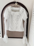 Cream Puff-Sleeve Top with Removable Lace Sleeve Extensions - image 1