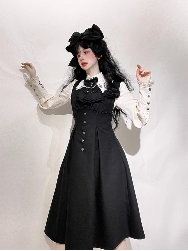 Night Raven Magic - Ouji Lolita Dress Set, Suspender Shorts & Cape - image 26