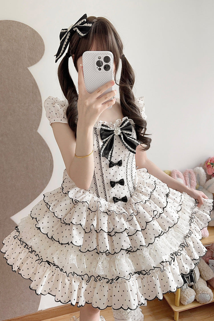 Beige Polka-Dot Sweet Princess Lolita JSK Dress - image 10