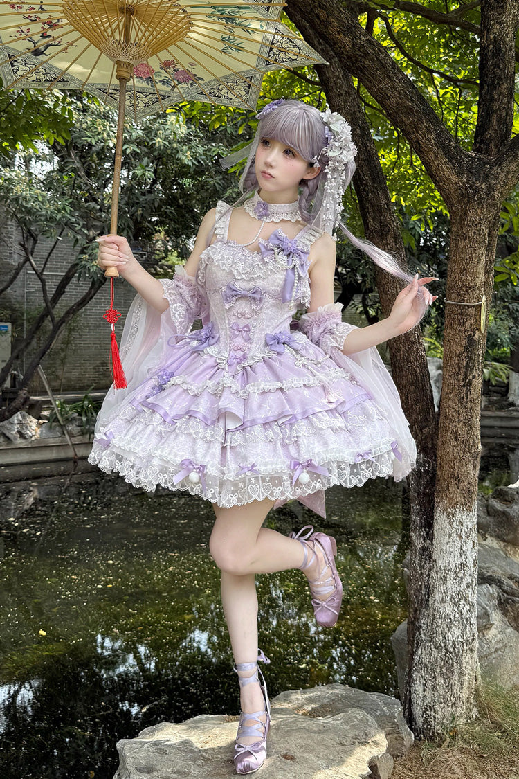 Purple Prelude of Spring Cherry Sweet Lolita JSK Dress - image 5