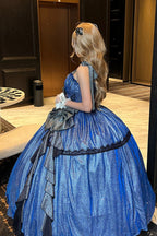 Galaxy of Fallen Tears - Sleeveless Glitter Series Ruffled Bow Asymmetric Sweet Lolita JSK Dress - image 2