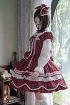 Gingham Petal Bunny - Short Sleeves Printed Ruffled Bow Sweet Lolita OP Dress - image 12