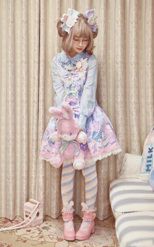 Macaron Lolita Cute Stripe Socks - image 17