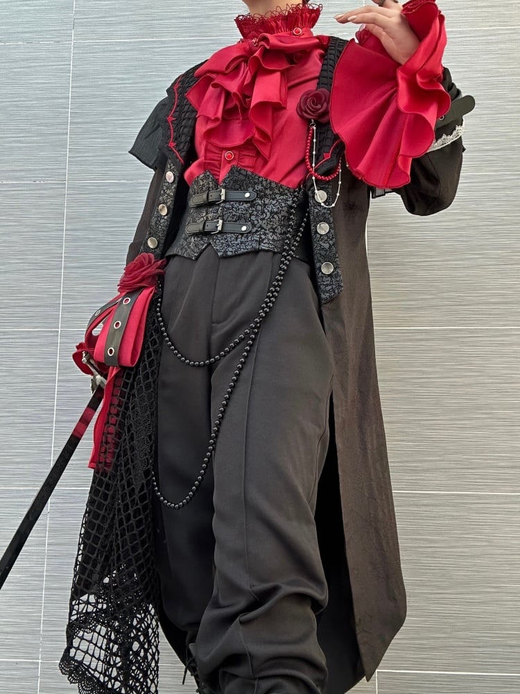 Black Ouji Fashion Lolita Pants with Separate Corset Belt - image 9