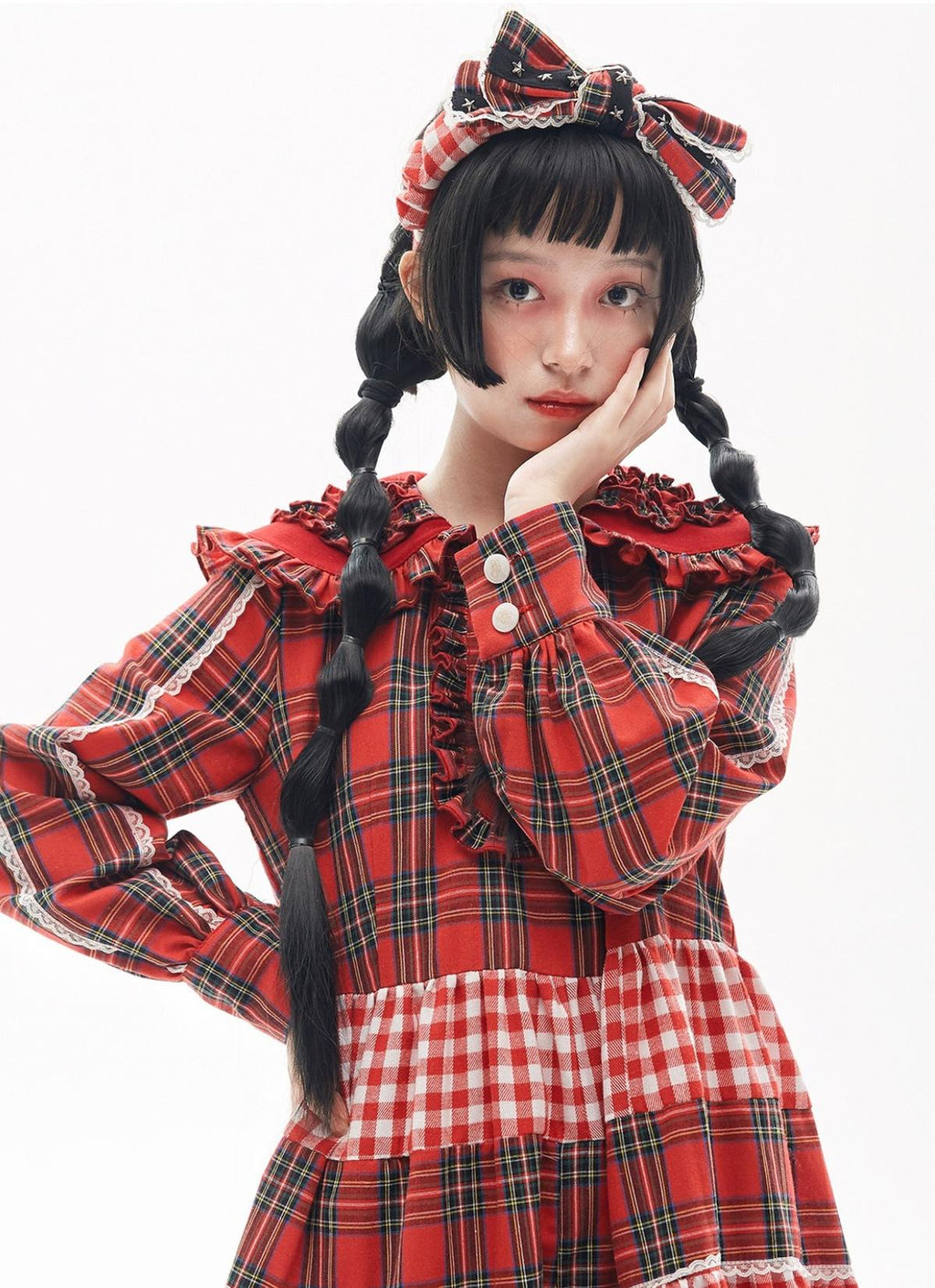 Vintage Lolita OP Dress Red Lolita Plaid Dress for Spring Summer - image 24