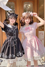 Melody Kitty - Sweet Lolita Short-Sleeve OP Dress in Black - image 10