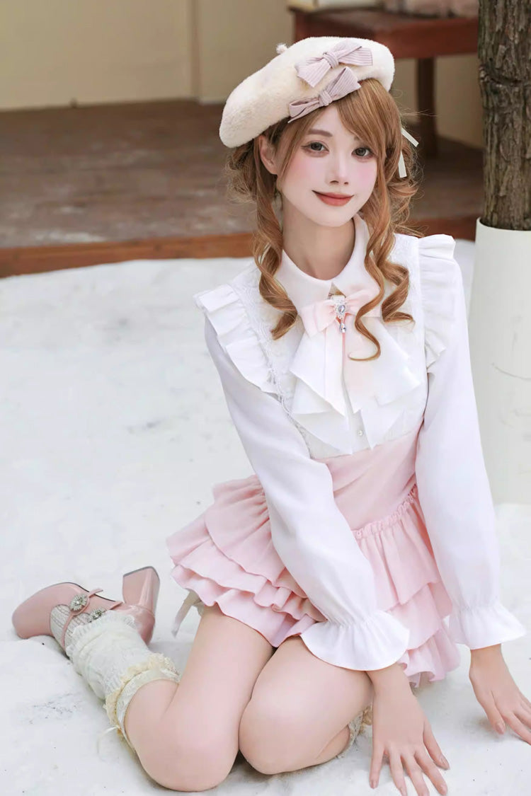 Cherry Blossom Snow - Sweet Lolita Dress & Cape Set in Pink - image 5