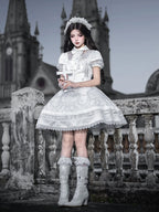 White Lily Embroidery Lace Gothic Lolita Dress - image 17