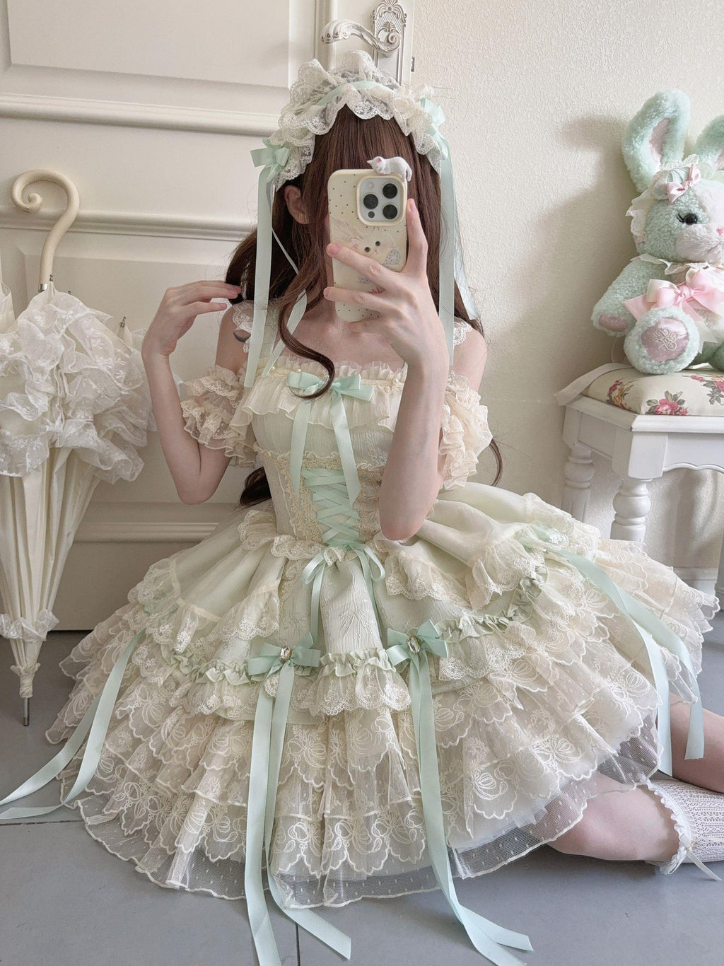 Ribbons of Love Sweet Lolita Tiered JSK Dress - image 27