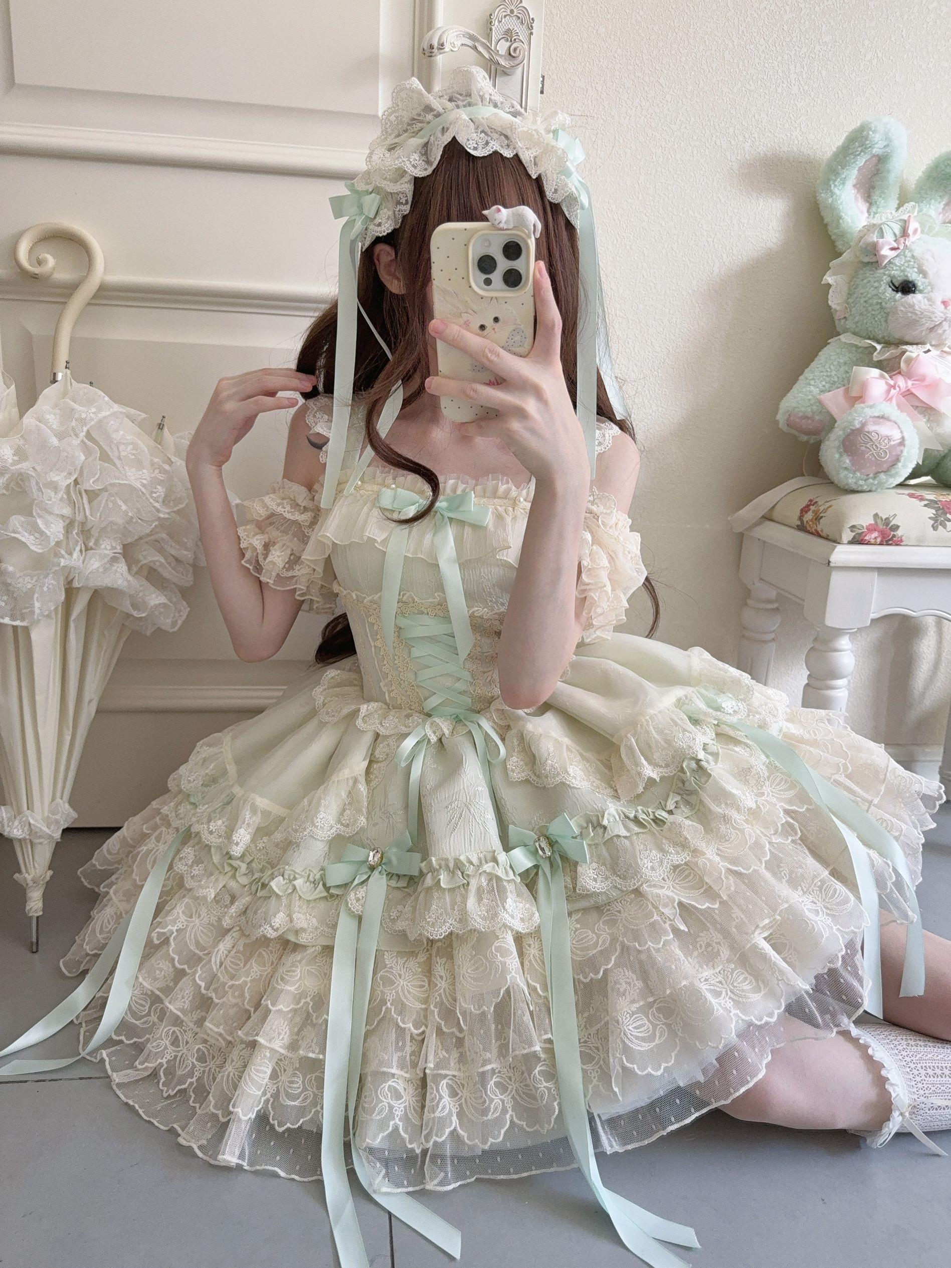 Ribbons of Love Sweet Lolita Tiered JSK Dress - image 27