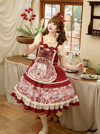 Red Fruit-Print Sweet Lolita JSK with Lace Trim - image 8
