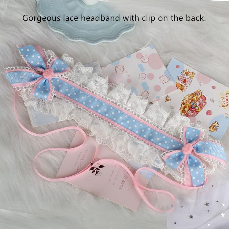 Pink and Blue Sweet Lolita Bow Headwear - image 9