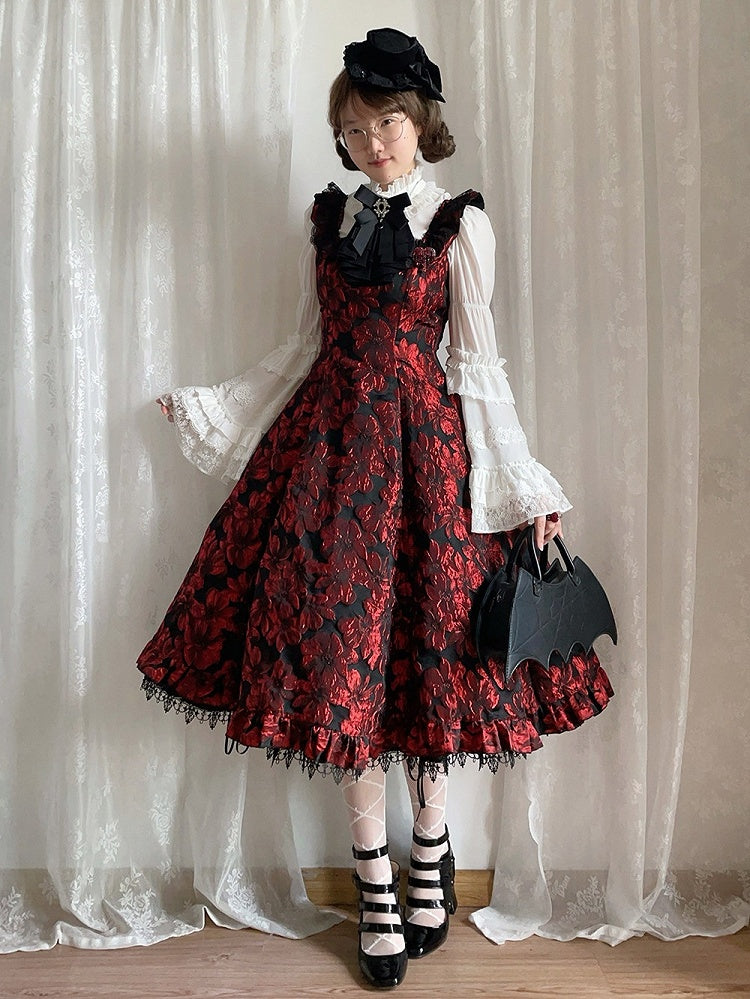 Red and Black Lace Trim JSK Gothic Lily - Miss Point - image 13