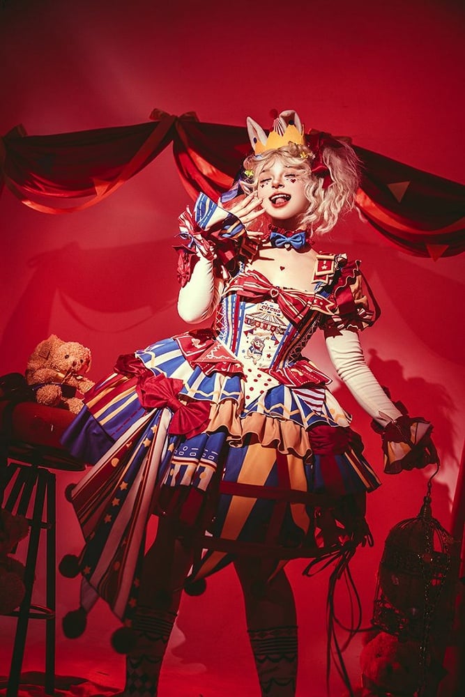 Bunny Circus Embroidery - Sweet Lolita JSK Dress and Detachable Puff Sleeves - image 22