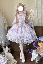 Spring Waters Reflecting Pear Blossoms - Ruffled Embroidered Open-Front Bow Lace Sweet Lolita JSK Dress - image 1