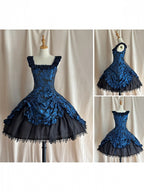 Dark Blue Ruffled JSK Gothic Lily - Miss Point - image 2