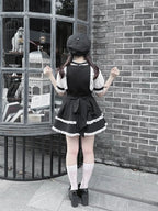 Shirohato Black and White Jirai Kei Dress Choker and Shorts Set - image 4