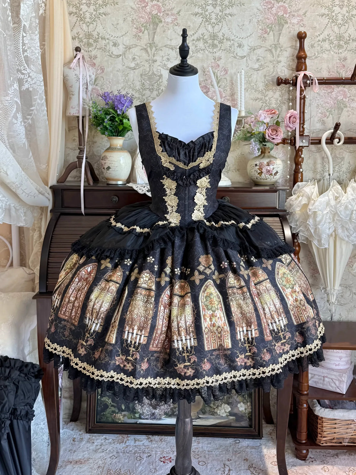 Temple Stained Glass Gothic Lolita JSK and Blouse Set - image 3