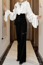 Ivory Cascading Ruffle Shirt with Gray Floral Chains - Shi Zhi Mao - image 8