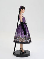 Purple Skeleton and Cross Print Gothic Lolita JSK - image 8