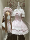Snowy Pink Cotton JSK Dress with Ruffle Edging - image 1