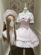 Snowy Pink Cotton JSK Dress with Ruffle Edging - image 1