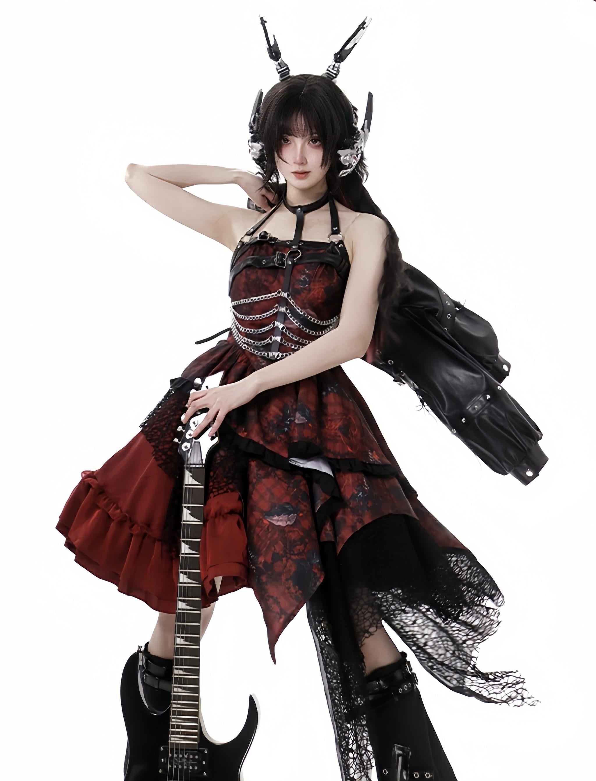 Bleeding Strawberry - Gothic Lolita JSK Dress with Jacket and Rib Chain Accessory - image 20