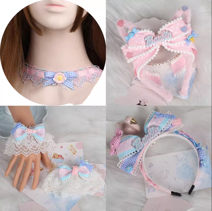 Pink and Blue Sweet Lolita Bow Headwear - image 5