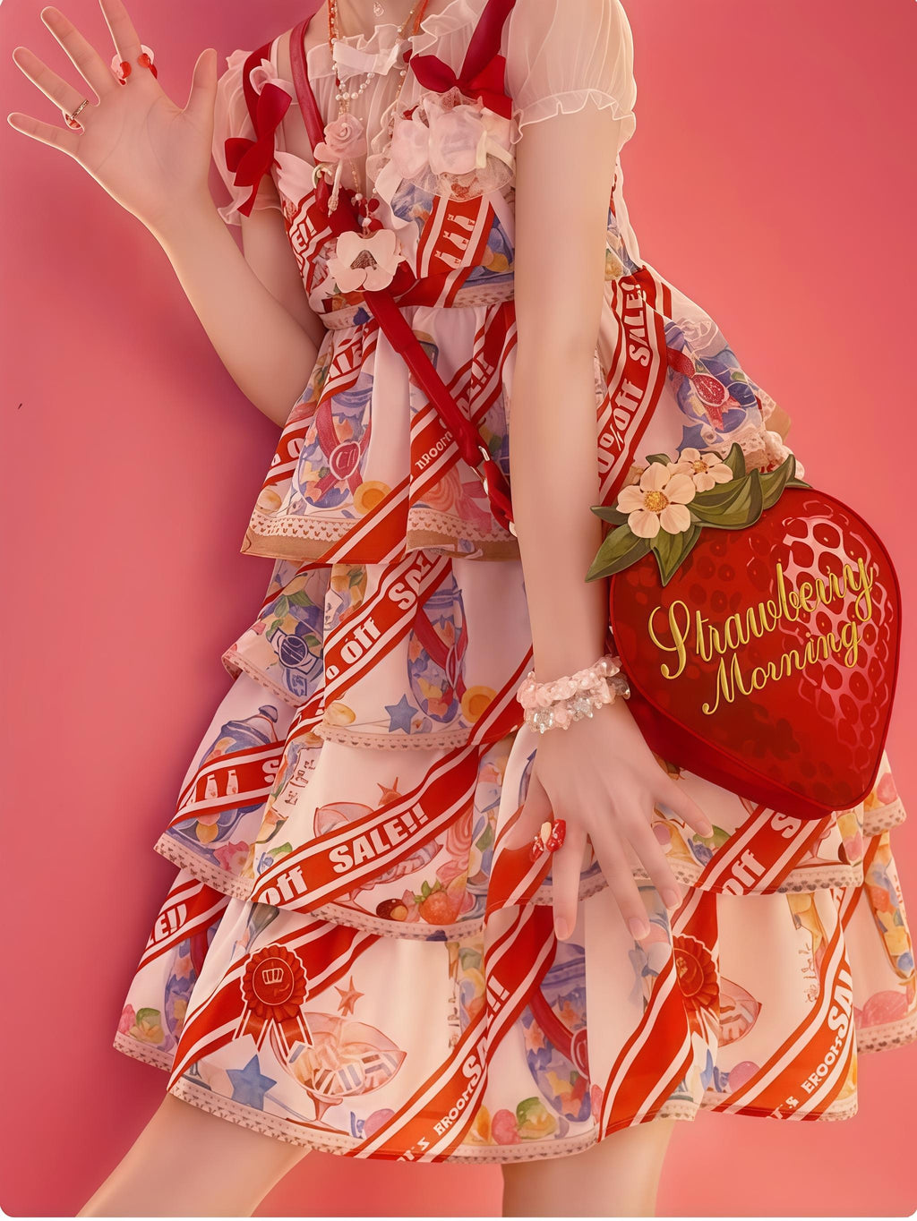 A Strawberry - Sweet Lolita Crossbody Bag Strawberry Printed Handbag - image 5