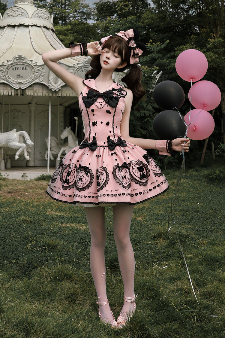 Sugar Bear - Halterneck Sleeveless Embroidered Bow Sweet Lolita Dress - image 8