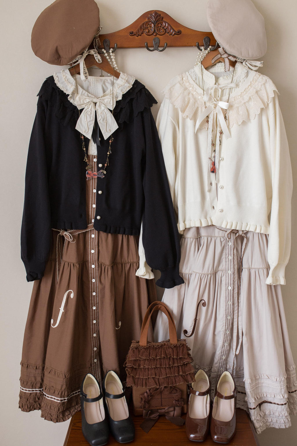 Graceful Dream - Retro Kawaii Lolita Sweater Cardigan, Ruffled Lace Neckline - image 1