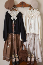 Graceful Dream - Retro Kawaii Lolita Sweater Cardigan, Ruffled Lace Neckline - image 1