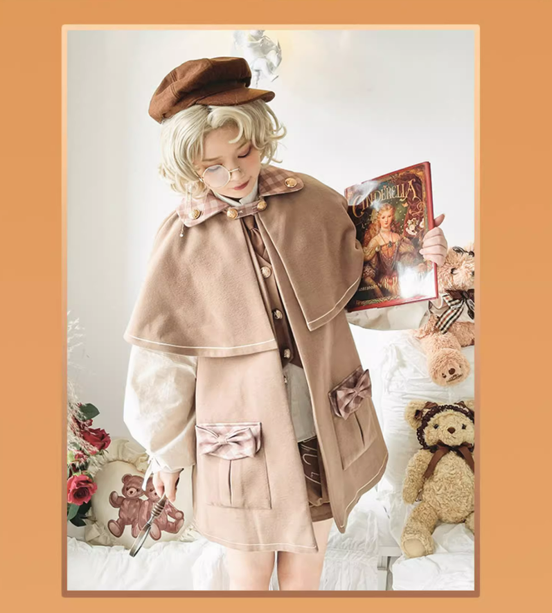 Detective Goose - Plaid-Trim Lolita Cape Coat - image 10