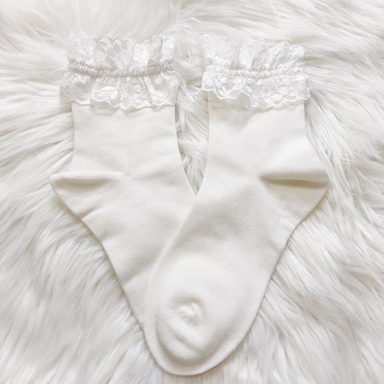 Lace-Trimmed Lolita Cotton Socks - 4 Colors - image 2