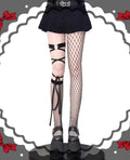 Gothic Fishnet Calf and Thigh-High Sock Garter Set - image 1