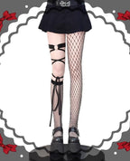 Gothic Fishnet Calf and Thigh-High Sock Garter Set - image 1
